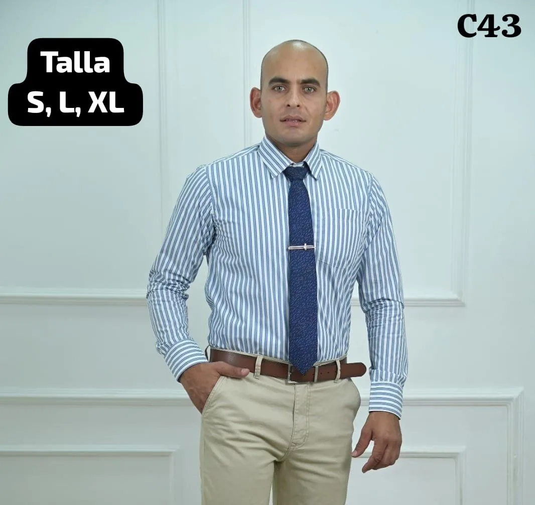 Camisa de rayas verticales azules · Ref. C43. Fotografía 1 de la prenda.