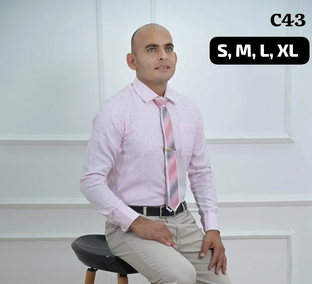 Camisa rosa con microestampado · Ref. C43. Fotografía 1 de la prenda.