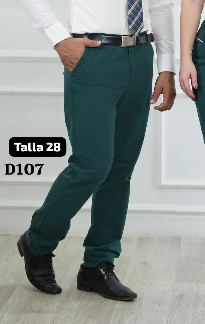 Pantalón casual en beige, verde y blanco · Ref. D107. Fotografía 2 de la prenda.