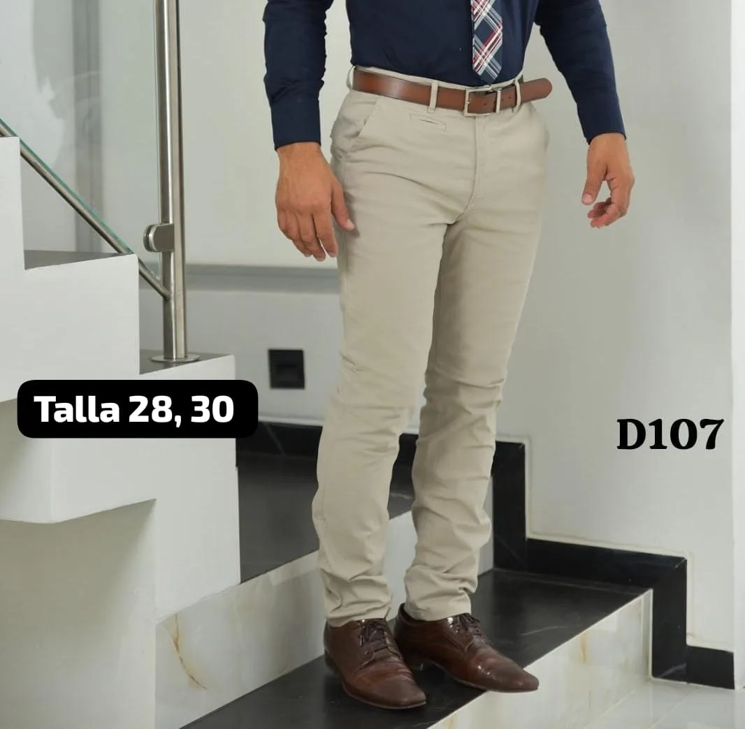 Pantalón casual en beige, verde y blanco · Ref. D107. Fotografía 1 de la prenda.