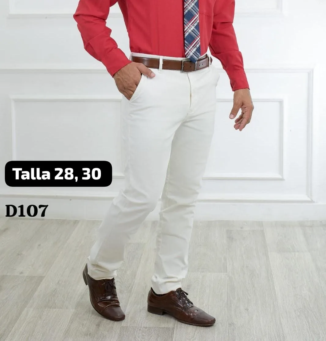 Pantalón casual en beige, verde y blanco · Ref. D107. Fotografía 3 de la prenda.